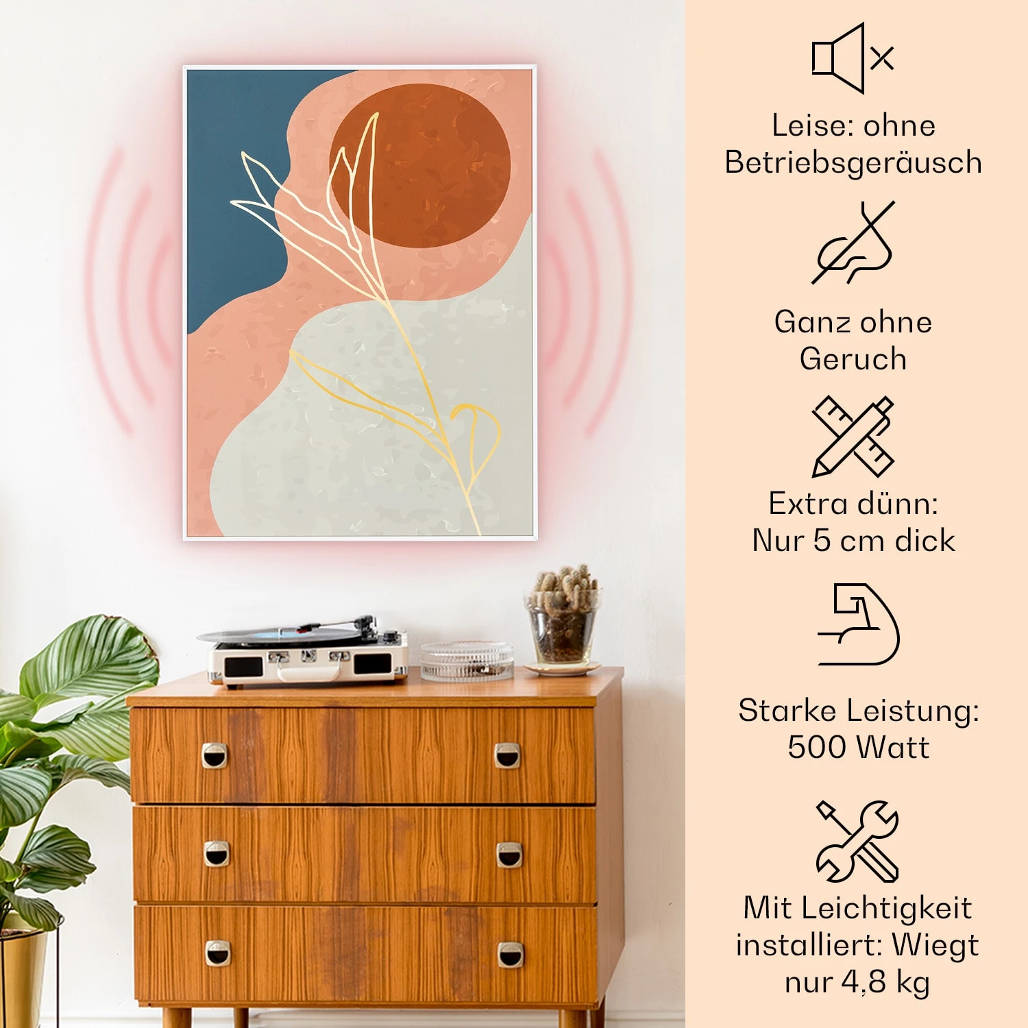 Wonderwall Air Art Smart Infrarotheizung 60x80cm 500W Wandinstallation App-Steuerung Goldene Linien 3 Wonderwall Air Art Smart Infrarotheizung 60x80cm 500W Wandinstallation App-Steuerung Goldene Linien