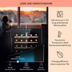 Barossa 32 Uno Weinkühlschrank 1 Zone 95 Liter / 36 Flaschen Touch-Display 14 Barossa 32 Uno Weinkühlschrank 1 Zone 95 Liter / 36 Flaschen Touch-Display -Klarstein 10041395 de 0004 usp