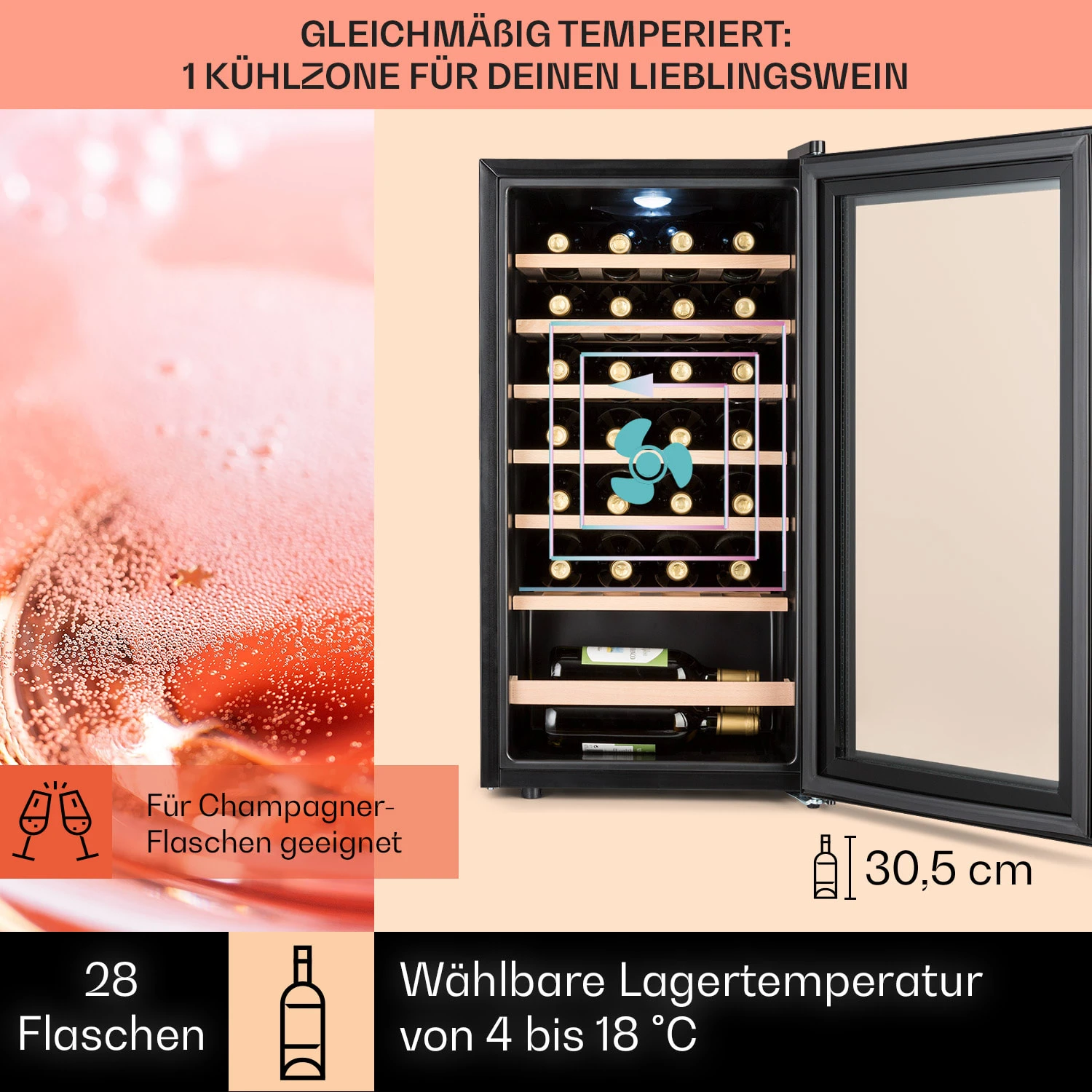 Barossa 29 Uno Weinkühlschrank 1 Zone 88 Ltr / 28 Fl Touch-Display 5 Barossa 29 Uno Weinkühlschrank 1 Zone 88 Ltr / 28 Fl Touch-Display – Bild 3