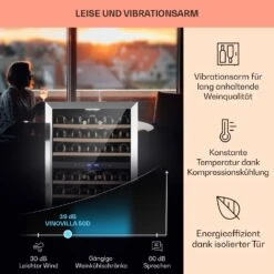 Vinovilla 50 Duo Zweizonen-Weinkühlschrank 53l 17 Fl. 3-Farben Glastür 12 Vinovilla 50 Duo Zweizonen-Weinkühlschrank 53l 17 Fl. 3-Farben Glastür -Klarstein 10041900 de 0004 usp