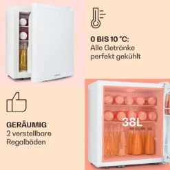 Happy Hour 38 Mini-Kühlschrank Minibar 38 Liter 26 DB -Klarstein 10045047 de 0004 usp