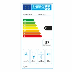 Lorea 90 Dunstabzugshaube Inklusive 2 X Aktivkohlefilter Schwarz -Klarstein 60002202 energy label