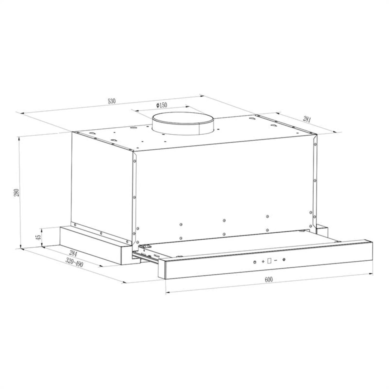 Vinea Dunstabzugshaube Umluftset 60cm 610m³/h Aktivkohlefilter Silber 10 Vinea Dunstabzugshaube Umluftset 60cm 610m³/h Aktivkohlefilter Silber – Bild 8