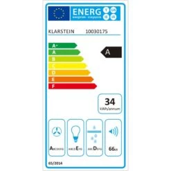 Aurea VII Dunstabzugshaube Umluftset 60cm Aktivkohlefilter Weiß -Klarstein 60002224 energy label