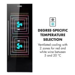 Barossa 77 Duo Weinkühlschrank-Set 2 Zonen 191L/77Fl. Weinglasregal -Klarstein 60002418 yy 0006 logo Klarstein Barossa 77 Duo Weinkuehlschrank schwarz