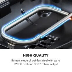 Parforce One Gasgrill 3,5kW 12000BTU Grilltisch Gasschlauch Schwarz -Klarstein 60002431 yy 0005 logo Klarstein Parforce One Gasgrill 12000BTU schwarz